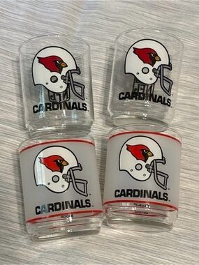 NFL Arizona Cardinals Red White Black Glass Tumbler Set - 4 Team Glasses